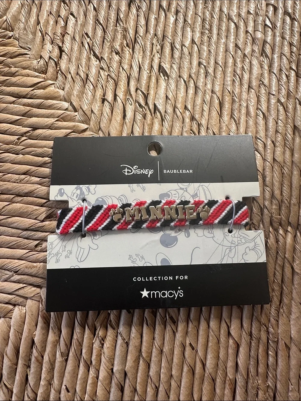 Disney BaubleBar Minnie Red Black White Woven Bracelet - Macy's Collection